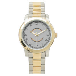 Rustic Monogram Unisex Oversized Two Tone Horloge