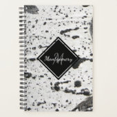 Rustic Monogram White AspenTree Bark Texture Name Planner (Voorkant)