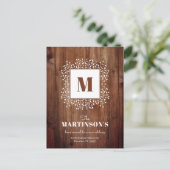 Rustic Monogram Wij hebben Nieuw Adres bewogen Briefkaart (Staand voorkant)