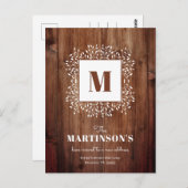 Rustic Monogram Wij hebben Nieuw Adres bewogen Briefkaart (Voorkant / Achterkant)