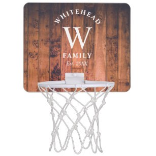 Rustic Monogram Wood Mini Basketball Hoop Mini Basketbalbord