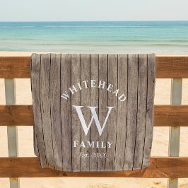 Rustic Monogram Wood Strandlaken