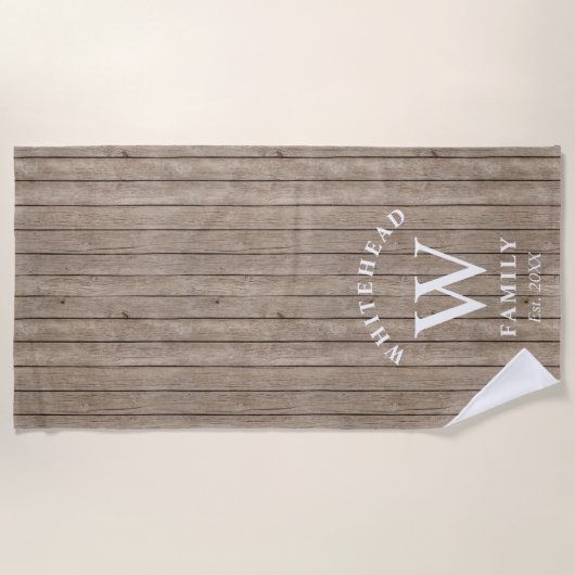 Rustic Monogram Wood Strandlaken (Voorkant)