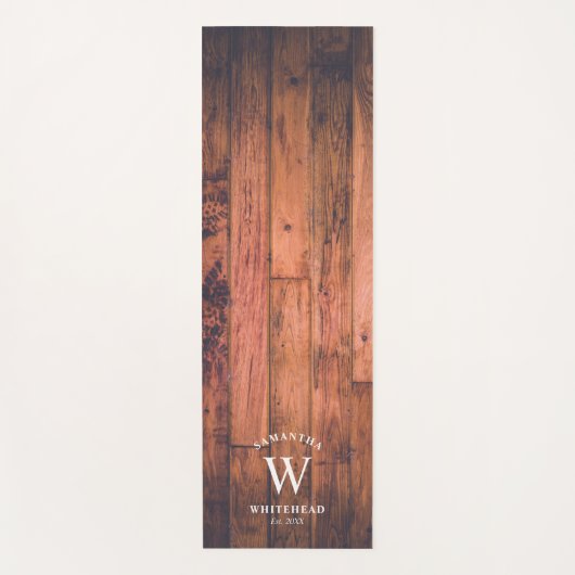 Rustic Monogram Wood Yoga Mat (Voorkant)