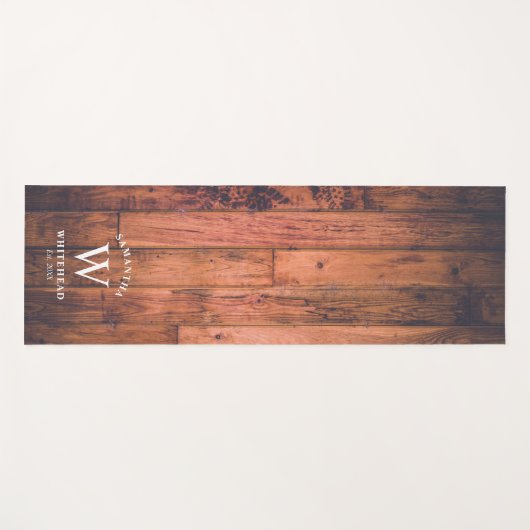 Rustic Monogram Wood Yoga Mat (Voorkant (horizontaal))