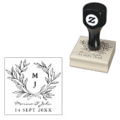 Rustic Monogram Wreath Custom Wedding Rubberstempel (Gestempeld)