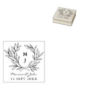 Rustic Monogram Wreath Custom Wedding Rubberstempel (Gestempeld)