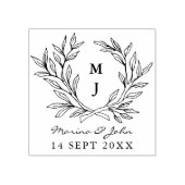 Rustic Monogram Wreath Custom Wedding Rubberstempel (Afrduk)