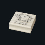 Rustic Monogram Wreath Custom Wedding Rubberstempel<br><div class="desc">De perfecte manier om je merk op al je trouwende accessoires te zetten, deze gepersonaliseerde trouwmonogram is perfect voor een rustige landelijke bruiloft met een moderne draai, met een handgetekende poot van takken en het monogram van het paar in elegante typografie. Gebruik op loten, labels, enveloppen en meer om al...</div>