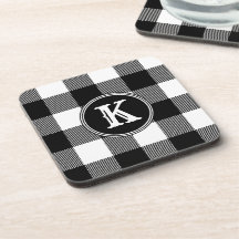 Rustic Monogrammed Black White Buffalo Pset