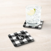 Rustic Monogrammed Black White Buffalo Pset Bier Onderzetter (Rechterzijde)