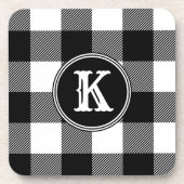 Rustic Monogrammed Black White Buffalo Pset Bier Onderzetter (Voorkant)