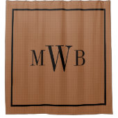 Rustic Monogrammed Initialen Modern Brown Black Douchegordijn (Voorkant)