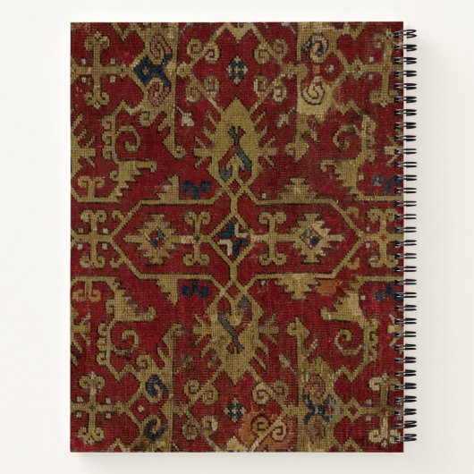 Rustic Monogrammed Oriental Persian Red Pattern Notitieboek (Achterkant)
