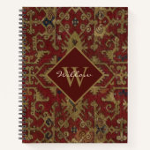 Rustic Monogrammed Oriental Persian Red Pattern Notitieboek (Voorkant)