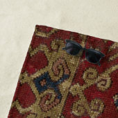 Rustic Monogrammed Oriental Persian Red Pattern Strandlaken (In situ)