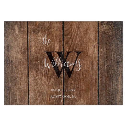 Rustic Monogrammed Snijplank (Voorkant)