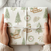 Rustic Monogran Woodland Cadeaupapier
