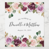 Rustic Moody Floral | Aangepaste bruiloft Wijn Etiket (Enkel label)