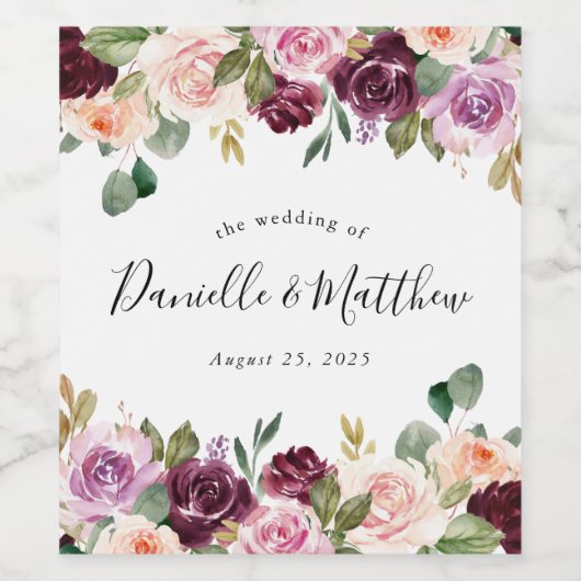 Rustic Moody Floral | Aangepaste bruiloft Wijn Etiket (Enkel label)