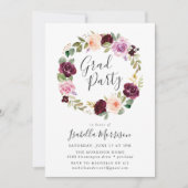 Rustic Moody Floral Wreath Graduation Party Kaart (Voorkant)