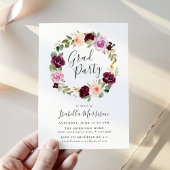 Rustic Moody Floral Wreath Graduation Party Kaart