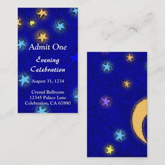 Rustic Moon and Stars Event Ticket Visitekaartje (Voorkant / Achterkant)