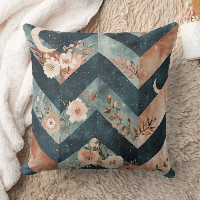 Rustic Moon Floral Chevron Earthy Pattern (9) Kussen (Deken)