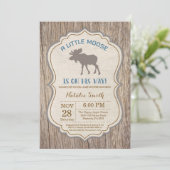 Rustic Moose Baby shower Invitation Boy Kaart (Staand voorkant)