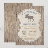 Rustic Moose Baby shower Invitation Boy Kaart (Voorkant / Achterkant)