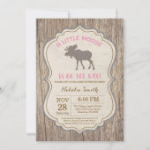 Rustic Moose Baby shower Invitation Girl Kaart (Voorkant)