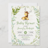 Rustic Moose Baby shower Invitation Greenery Kaart (Voorkant)