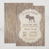 Rustic Moose Baby shower Invitation Kaart (Voorkant / Achterkant)