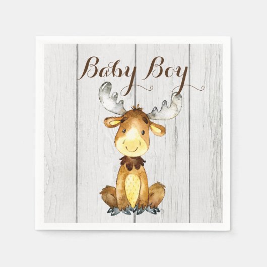 Rustic Moose Baby shower Servet (Voorkant)