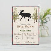 Rustic Moose Boy Baby shower Invitation Kaart (Staand voorkant)