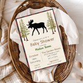 Rustic Moose Boy Baby shower Invitation Kaart
