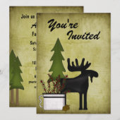 Rustic Moose Family Reunion Party Uitnodiging (Voorkant / Achterkant)