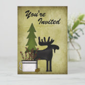 Rustic Moose Family Reunion Party Uitnodiging (Staand voorkant)