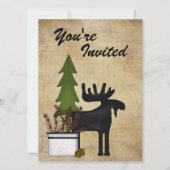 Rustic Moose Family Reunion Party Uitnodiging (Voorkant)
