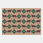 Rustic Moose Faux Leather Animal Assortation Cute Inpakpapier Vel (Voorkant 2)