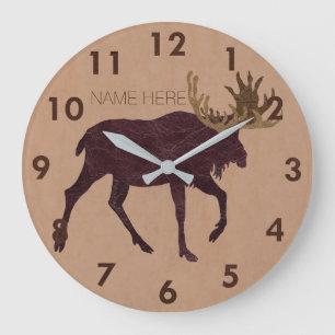 Rustic Moose Faux Leather-Kijk naam Grote Klok