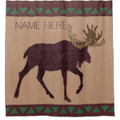 Rustic Moose Faux Leather-look Home Decor Douchegordijn (Voorkant)