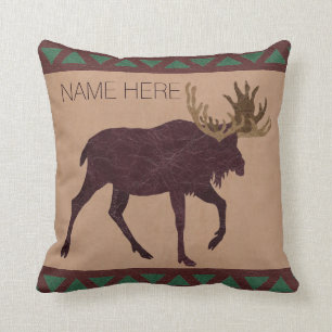 Rustic Moose Faux Leather-look Home Decor Kussen