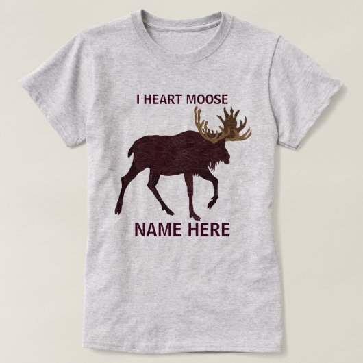 Rustic Moose Faux Leather-Look I Heart Moose T-shirt (Design voorkant)