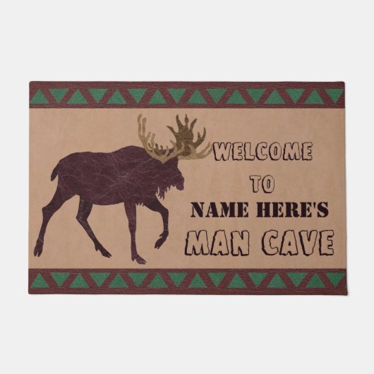Rustic Moose Faux Leather-Look Man Cave Deurmat (Voorkant)