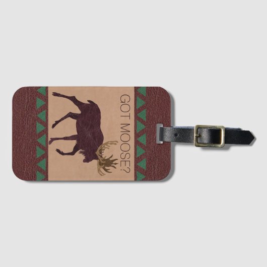 Rustic Moose Faux Leather Vertical Got Moose? Bagagelabel (Voorkant (horizontaal))