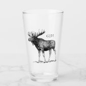 Rustic Moose Illustratie | Monogram Glas (Voorkant)