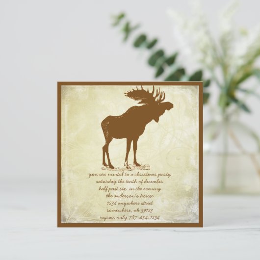 Rustic Moose Kerstmis Invitting Kaart (Staand voorkant)