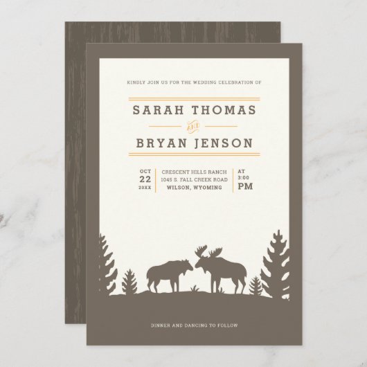 Rustic Moose Outdoor Wedding Kaart (Voorkant / Achterkant)