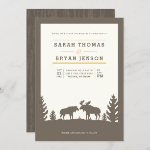 Rustic Moose Outdoor Wedding Kaart